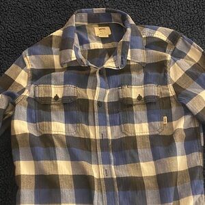 Vans Men's Blue and White Checkered Shirt